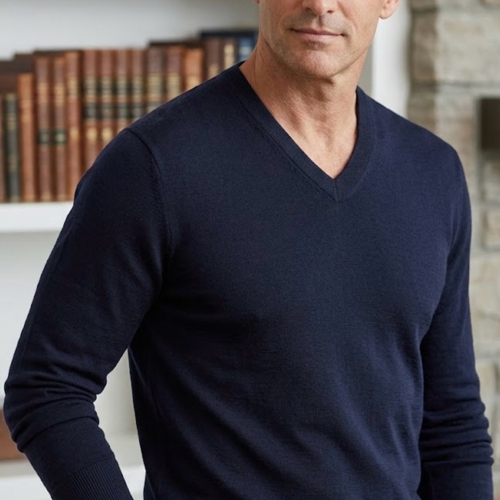 Brooks Men's Navy V-Neck Sweater
